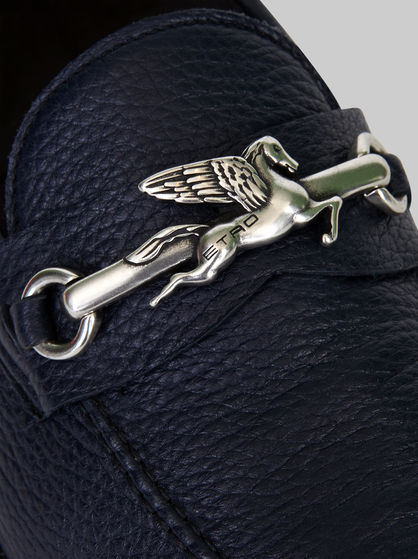 LEATHER LOAFERS WITH PEGASO
