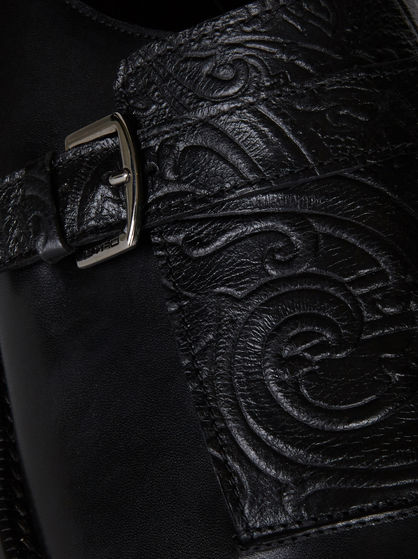 LEATHER MONK STRAPS WITH PAISLEY PATTERN