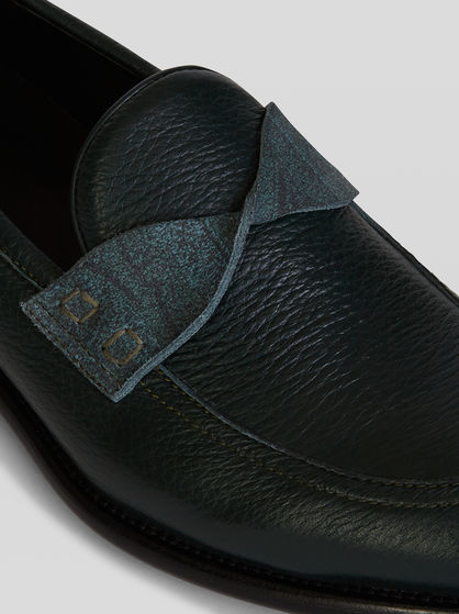 LEATHER MOCCASINS WITH PAISLEY DETAILS