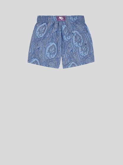 FLORAL PAISLEY PATTERN SWIM SHORTS