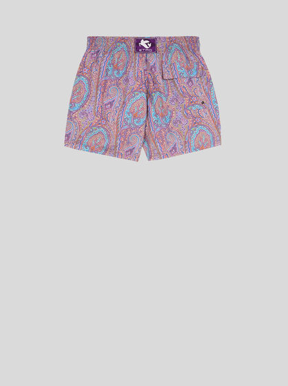FLORAL PAISLEY PATTERN SWIM SHORTS