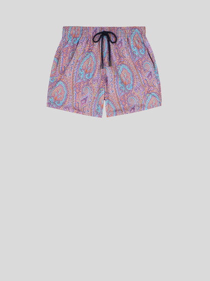 FLORAL PAISLEY PATTERN SWIM SHORTS