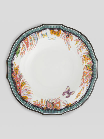 PAIR OF LEAFY PAISLEY SOUP BOWLS
