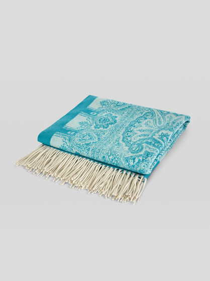 SMALL PAISLEY JACQUARD WOOL BLANKET