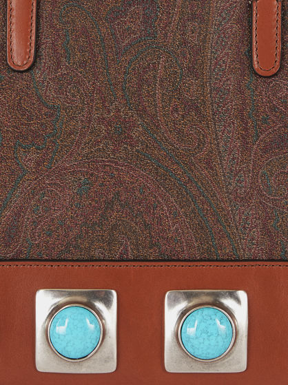 MEDIUM CROWN ME PAISLEY BAG WITH TURQUOISE STUDS