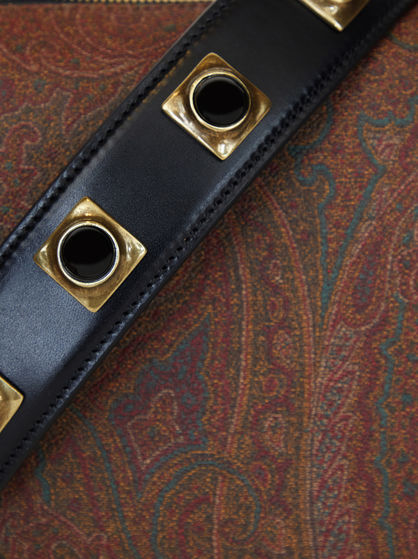 MINI CROWN ME PAISLEY SHOULDER BAG WITH BLACK STUDS