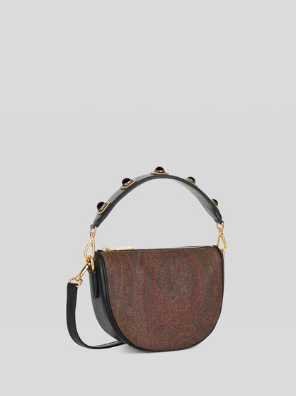 MINI CROWN ME PAISLEY SHOULDER BAG WITH BLACK STUDS