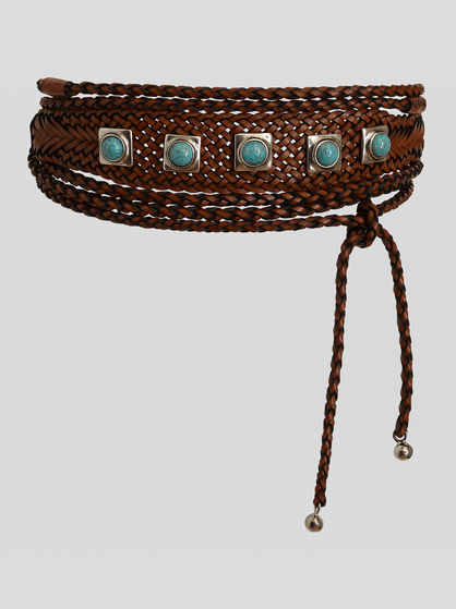 WOVEN CROWN ME LEATHER BELT
