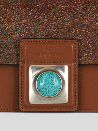 SMALL CROWN ME PAISLEY CROSSBODY BAG WITH TURQUOISE STONES