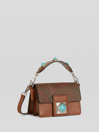 SMALL CROWN ME PAISLEY CROSSBODY BAG WITH TURQUOISE STONES