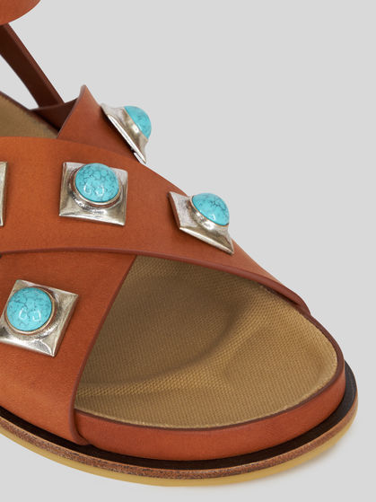 CROWN ME SANDAL WITH CABOCHON STONES