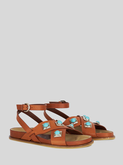 CROWN ME SANDAL WITH CABOCHON STONES