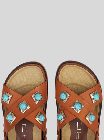 CROWN ME SANDAL WITH CABOCHON STONES