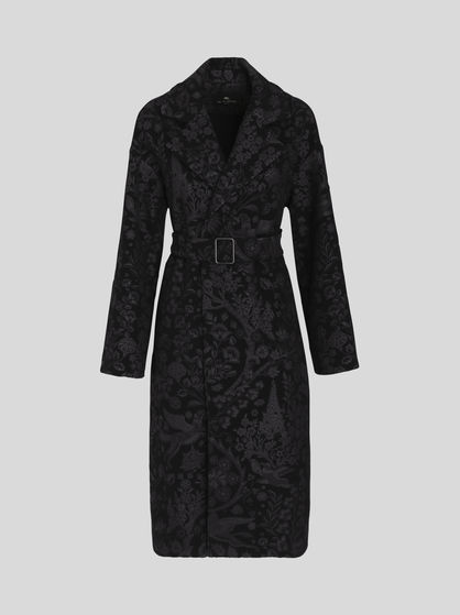 PRINTED WOOL AND CASHMERE COAT