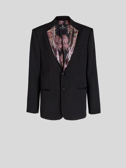 WOOL JACKET WITH PRINTED MICRO PLATES