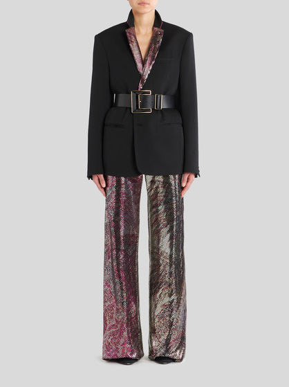 WOOL JACKET WITH PRINTED MICRO PLATES
