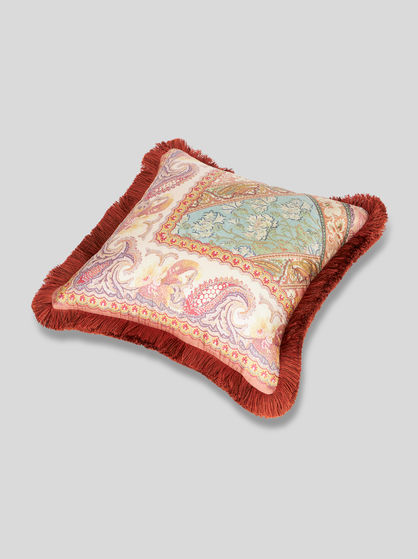 COUSSIN MOYEN EN TWILL DE SOIE AVEC PASSEMENTERIE