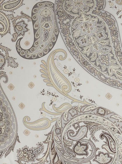 COUSSIN EN SATIN DE COTON MOTIF PAISLEY ET FRANGES