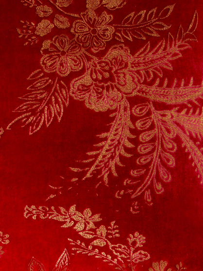GOLD PAISLEY PRINT VELVET CUSHION