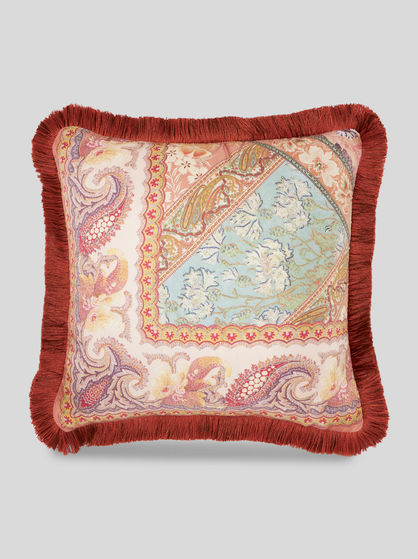 GRAND COUSSIN EN TWILL DE SOIE RAMAGE AVEC PASSEMENTERIE