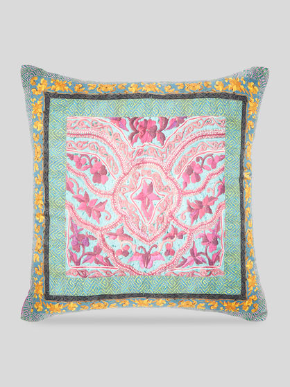 PATCHWORK SILK TWILL CUSHION