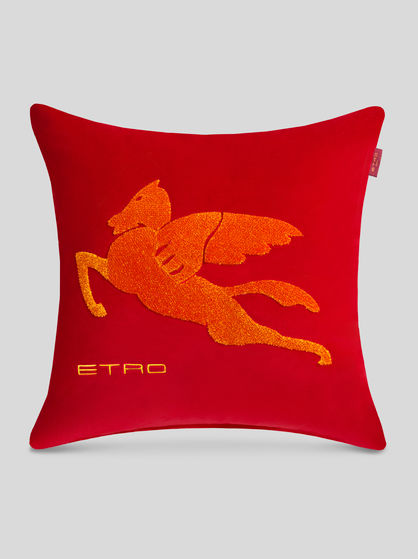 EMBROIDERED COTTON VELVET CUSHION