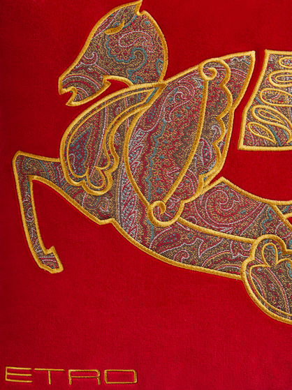 VELVET CUSHION WITH EMBROIDERED PEGASO