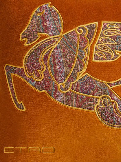 VELVET CUSHION WITH EMBROIDERED PEGASO