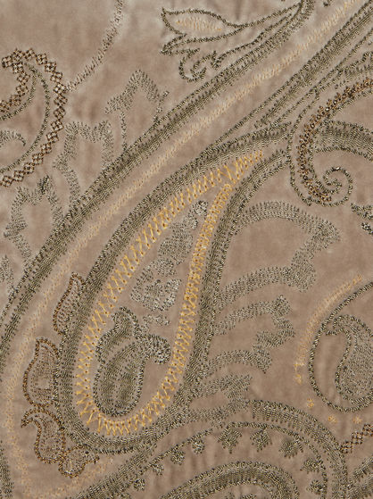 FRINGED CUSHION WITH PAISLEY EMBROIDERY