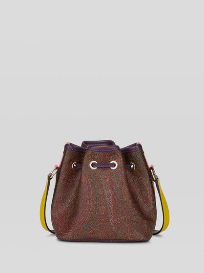 MEDIUM PAISLEY BUCKET BAG WITH MULTI-COLOURED DETAILS