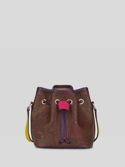 MEDIUM PAISLEY BUCKET BAG WITH MULTI-COLOURED DETAILS
