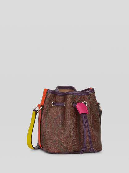 MEDIUM PAISLEY BUCKET BAG WITH MULTI-COLOURED DETAILS
