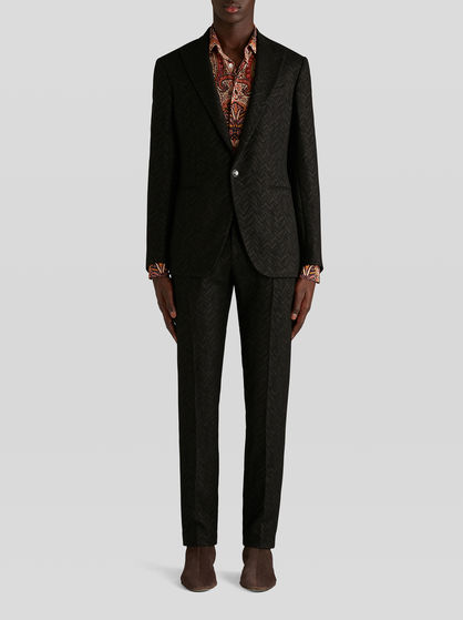 SEMI-TRADITIONAL JACKET WITH TWILL PATTERN