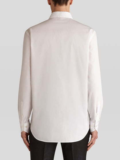 COTTON SHIRT WITH EMBROIDERED PLASTRON