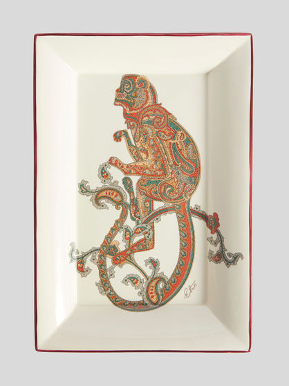 RECTANGULAR CERAMIC TRAY WITH MONKEY