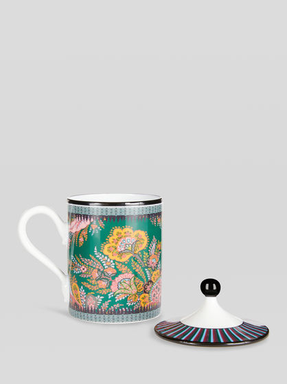FLORAL PAISLEY MUG WITH LID