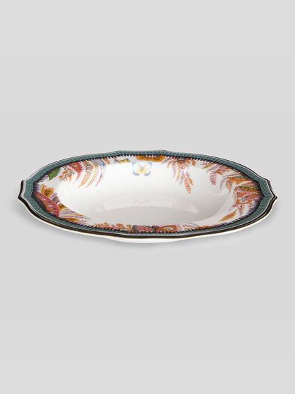 PAIR OF LEAFY PAISLEY SOUP BOWLS