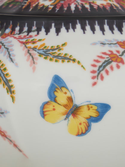 FLORAL PAISLEY SUGAR BOWL WITH BUTTERFLIES