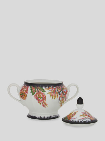 FLORAL PAISLEY SUGAR BOWL WITH BUTTERFLIES