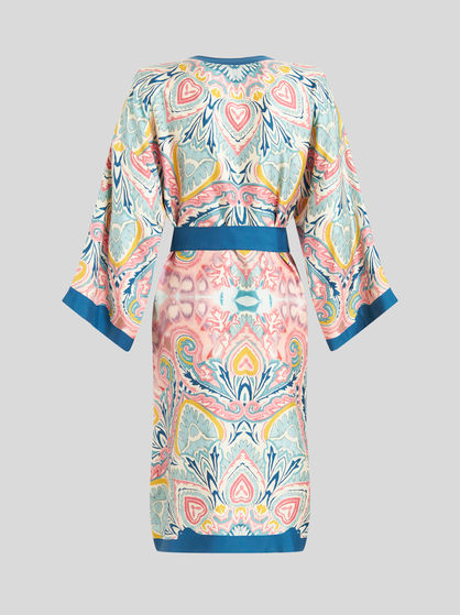 SILK DUSTER COAT WITH BOTANICAL PATTERN