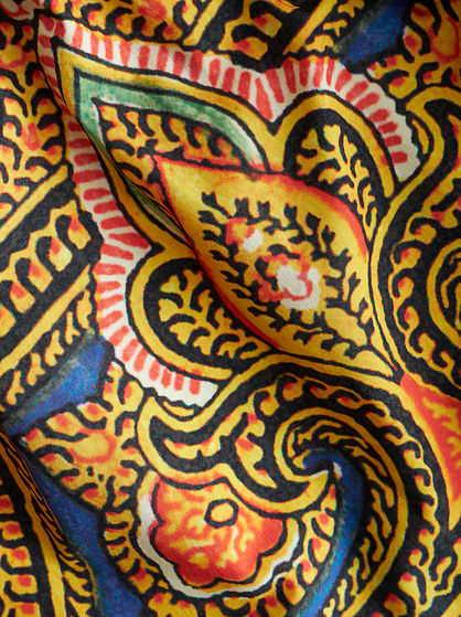 BIRD AND APPLE PRINT DRESS WITH RUCHES
