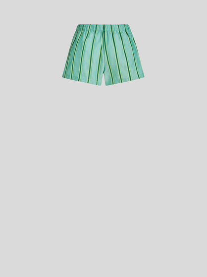 STRIPED SHORTS WITH EMBROIDERED PEGASO