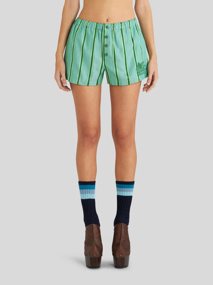 STRIPED SHORTS WITH EMBROIDERED PEGASO