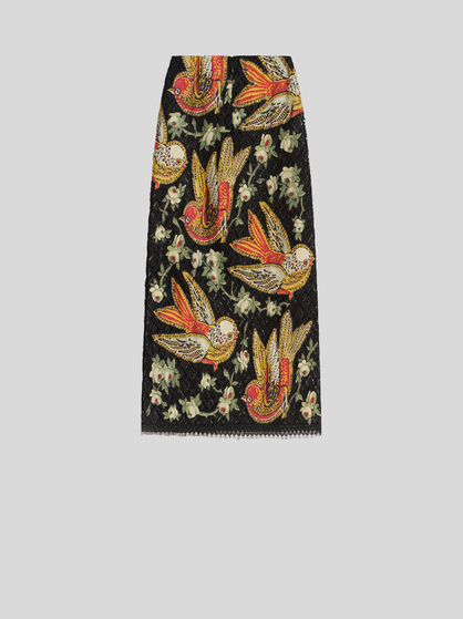 PENCIL SKIRT IN LACE WITH INTARSIA
