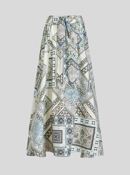 COTTON SKIRT WITH PATCHWORK PATTERN