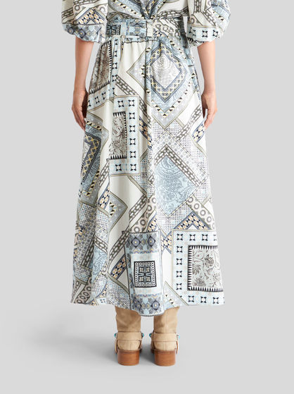 COTTON SKIRT WITH PATCHWORK PATTERN