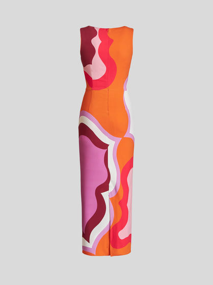 SHEATH DRESS WITH COLOUR BLOCK PATTERN