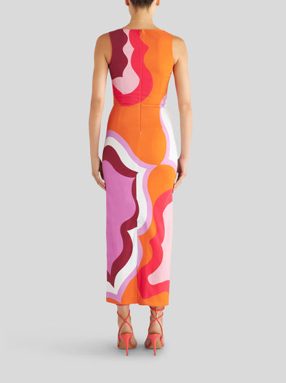SHEATH DRESS WITH COLOUR BLOCK PATTERN