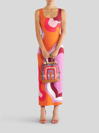 SHEATH DRESS WITH COLOUR BLOCK PATTERN