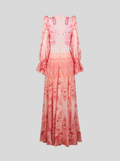 SILK DRESS WITH FLORAL PAISLEY PATTERN